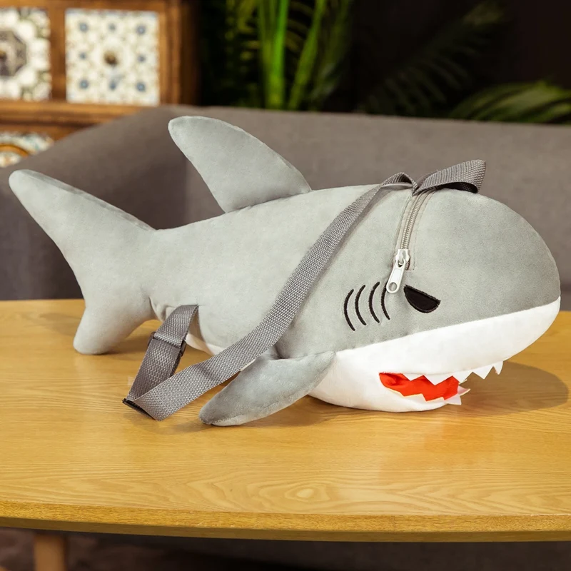 Sac à dos requin en peluche, poupées en peluche, oreiller doux, jouets mignons, cadeau d'anniversaire et de Noël, nouveau style, 50cm, 1PC