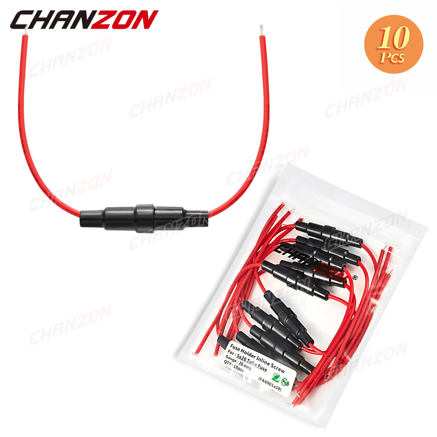 10 Uds 5x20 cajas de fusibles de vidrio en línea soporte tipos de tornillos caja de tubo soporte de sujeción de soplado 250V 125V 12V 5x20mm 22 AWG línea de cable