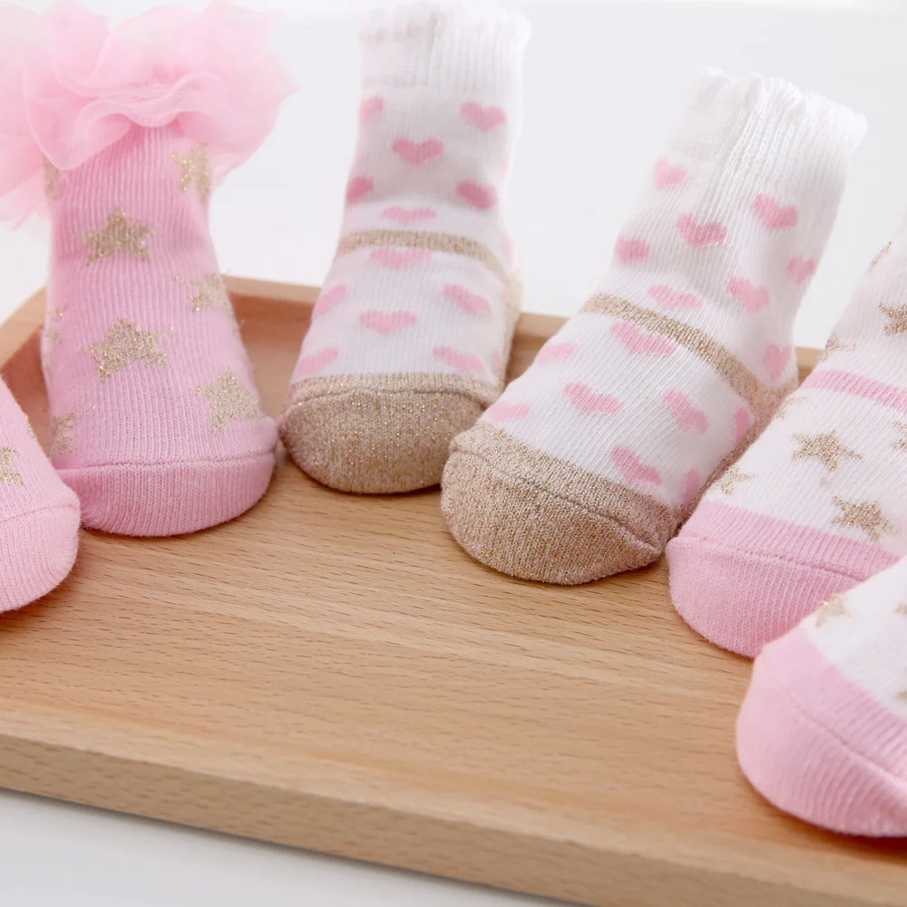 Sanlutoz Baby Girls Socks Princess Cotton Baby Socks Sets 3pcs Cute Newborn Short Socks Fashion