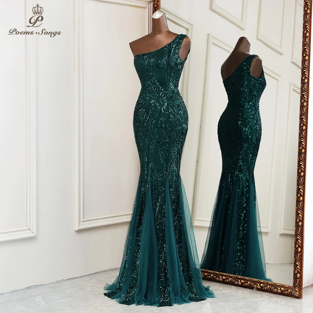 New mermaid evening dresses Sexy one shoulder dresses for women party vestidos de fiesta robe de soiree de mariage