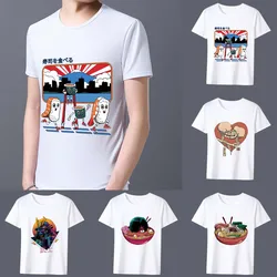 New Male T-shirt Street Japanese Style High Quality White Printing Man Short Sleeve Tops Summer Commute Men's Short Sleeve Tees