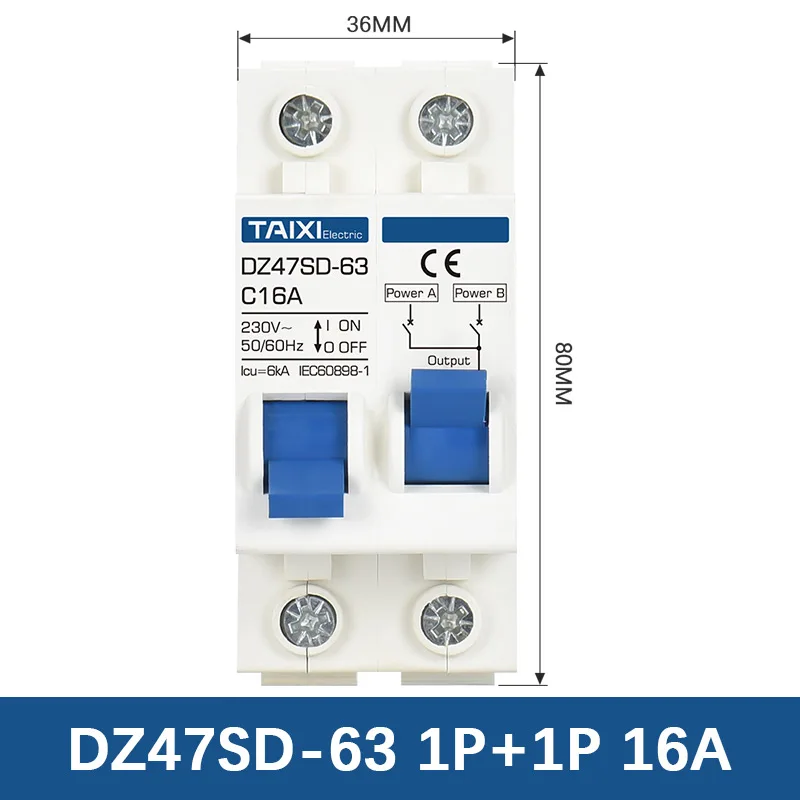 Manual Dual Power Transfer Switch / Interlock Circuit Breaker Photovoltaic Power AC 220V 380V With Leakage Protection