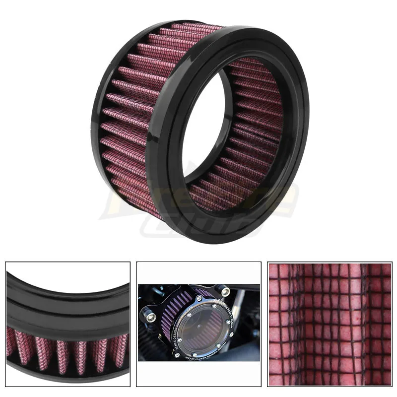 

Motorcycle Universal Replacement Air Cleaner Intake Filter Red For Harley Sportster XL 883 1200 48 2004 -2018