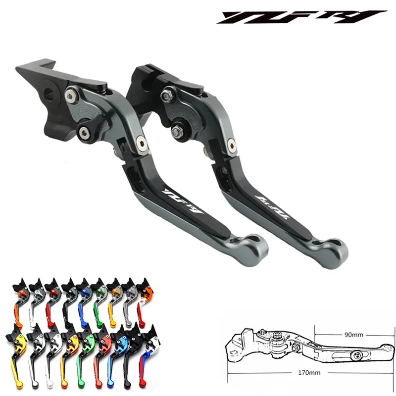 Laser Logo(YZF R1) Blue+Titanium 17 Colors New CNC Folding Extendable Motorcycle Brake Clutch Levers For Yamaha YZF R1 2002 2003