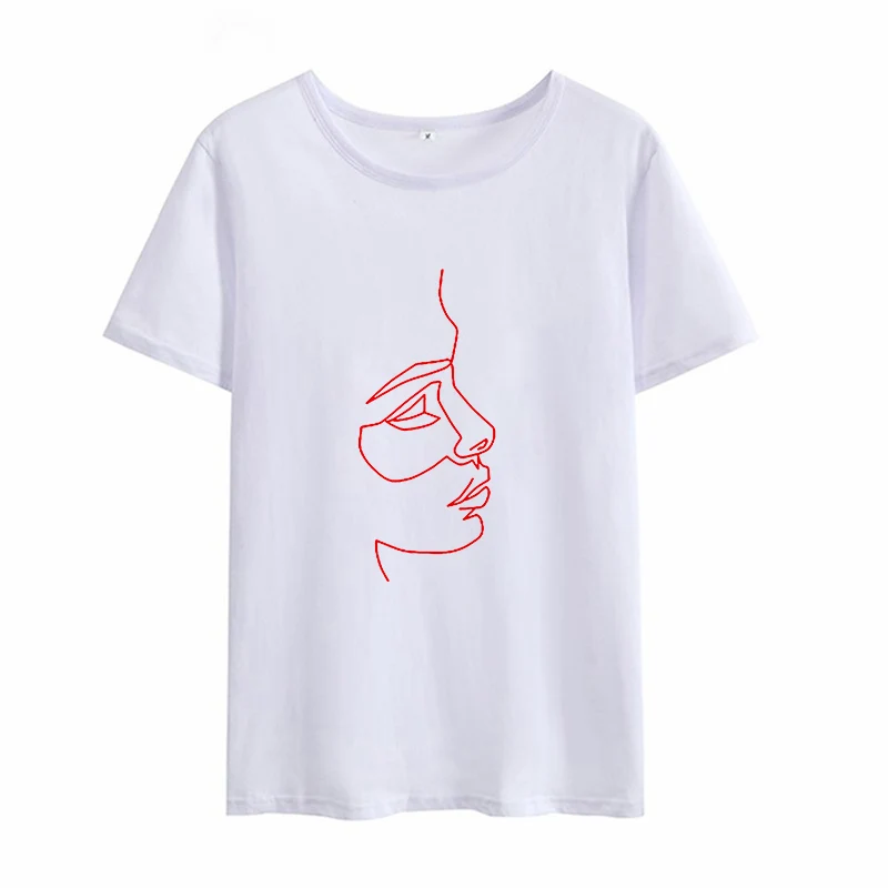 T-shirts Women Fashion Stick figure People avatars Print Ladies Tees Casual White Short Sleeve summer clothes for women 2021