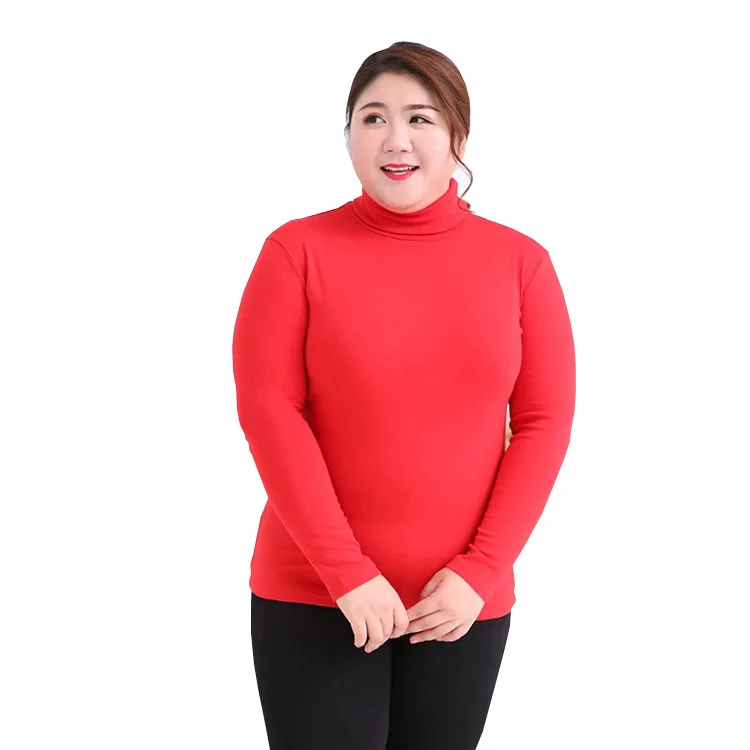 Super size women\'s fat MM high collar bottoming shirt 100 kg thermal underwear long-sleeved T-shirt ladies tight pajamas