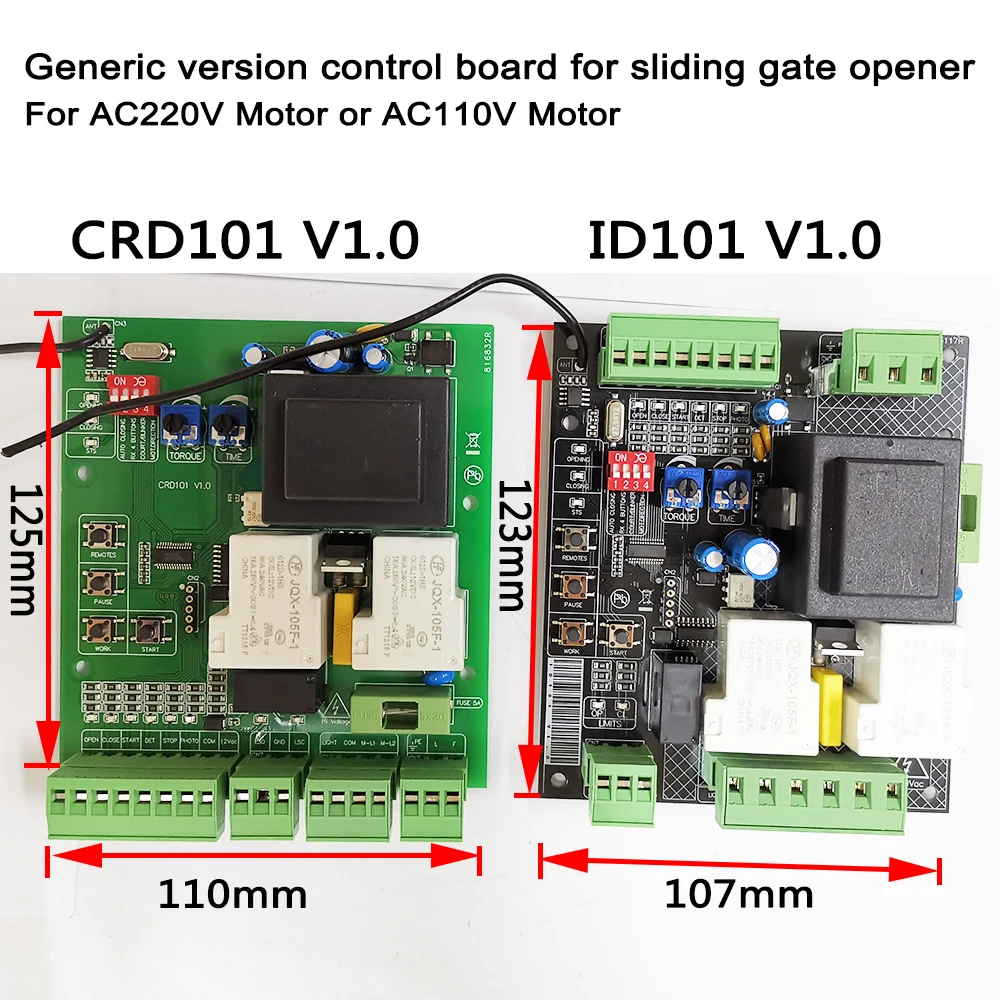 Universal version of Sliding gate motor opener motherboard Replaced circuit board can match 433.92Mhz rolling code remote