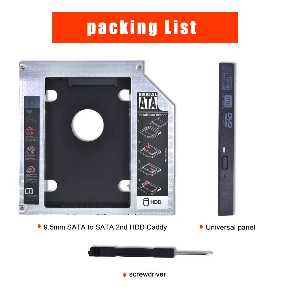 TISHRIC Aluminum 9.5mm 12.7mm HDD Caddy 2.5" SATA 3.0 Optibay Hard Disk Drive Box Case Enclosure For Laptop DVD-ROM