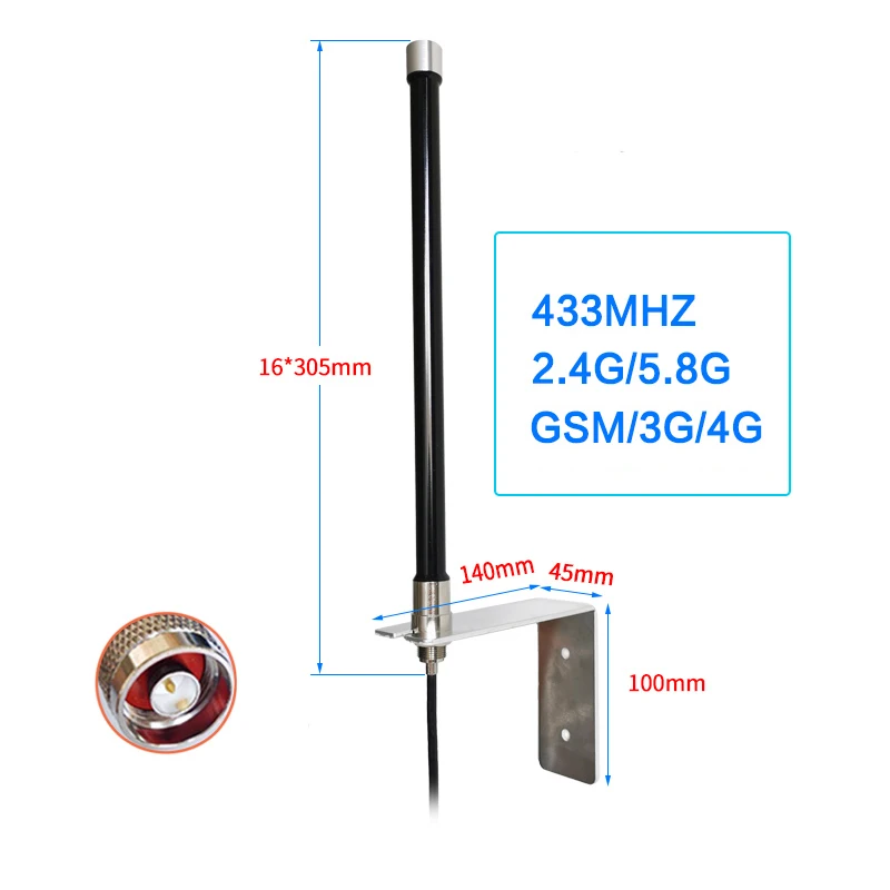 

GSM/GPRS LTE 3G 4G 2G 433MHz 2.4G/5.8G FRP Fiberglass antenna N type male Omnidirectional waterproof DTU Base station High gain