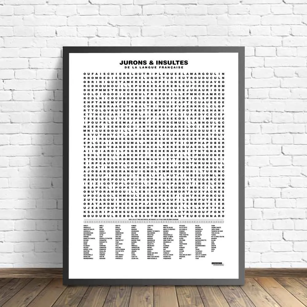 

Minimalism Black White Canvas Painting Compilation Jurons and Insults French Language Version Wall Art Poster Print Room Decor