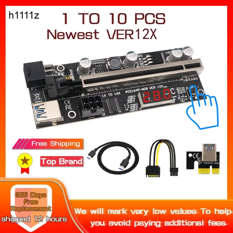 

1-10PCS PCIE Riser for Video Card Extension Cable Adapter USB3.0 Cabo Riser PCI Express X16 Temperature for Bitcoin Miner Mining