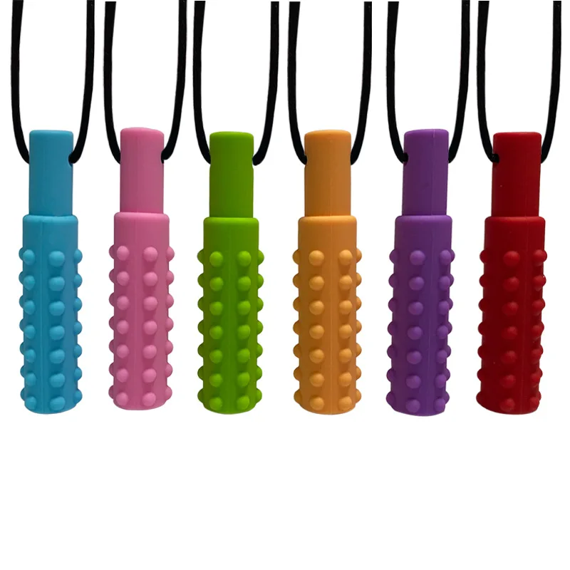 

6PCS Baby Chew Necklace Silicone Texture Teether Kid Oral Motor Sensory Chew Pendant Therapy tools for Autism ADHD Special Needs