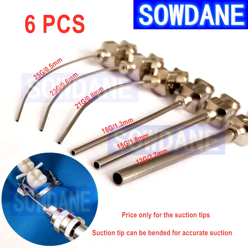 

6pcs Dental Saliva Ejector Tips Suction Tip for Accurate Scution Root Canal Irrigation Suction Stainless Steel