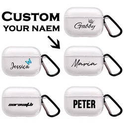 Custom case for Airpod pro Case with keychain Protective Soft TPU Cover Customized Name DIY for Airpodpro Case Personalized Gift