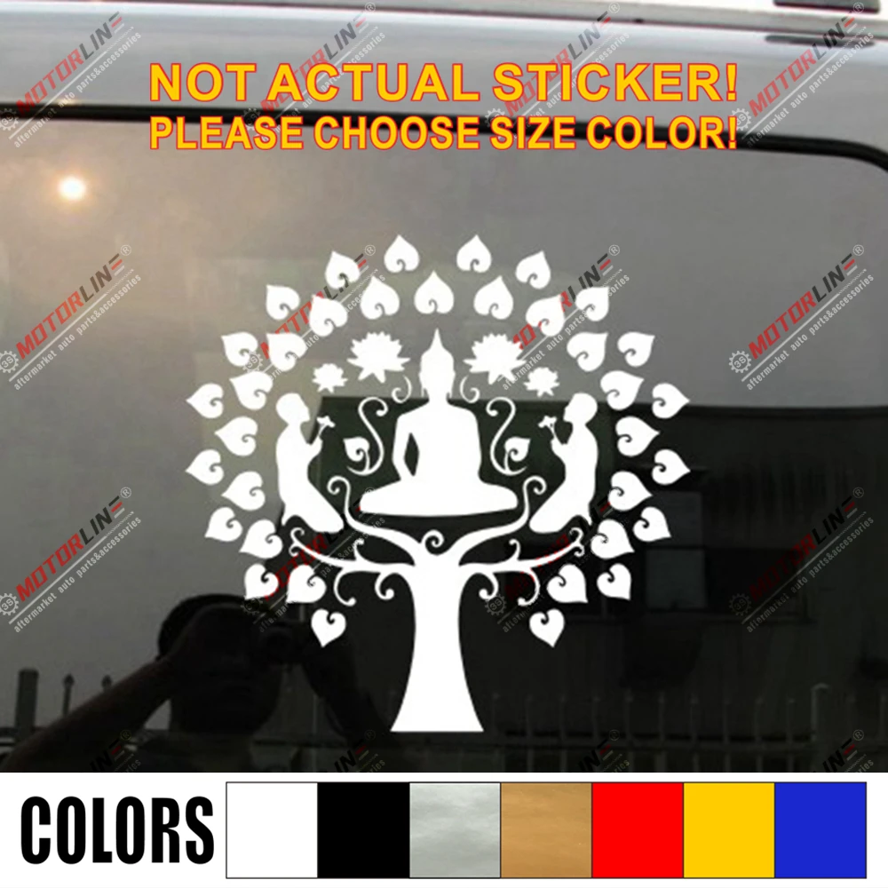 

Buddha Lotus Decal Sticker Vinyl Buddhism Ficus Religiosa Tree pick size color no background