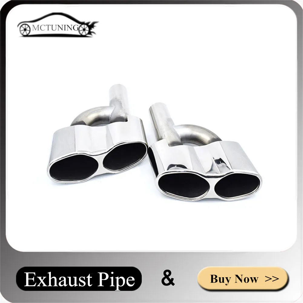 One Pair Car Parts Muffler Tip For Me-rceders B-enz W221 S350 S320 S500 S600 Change S65 Stainless Steel Silver Exhaust Pipe