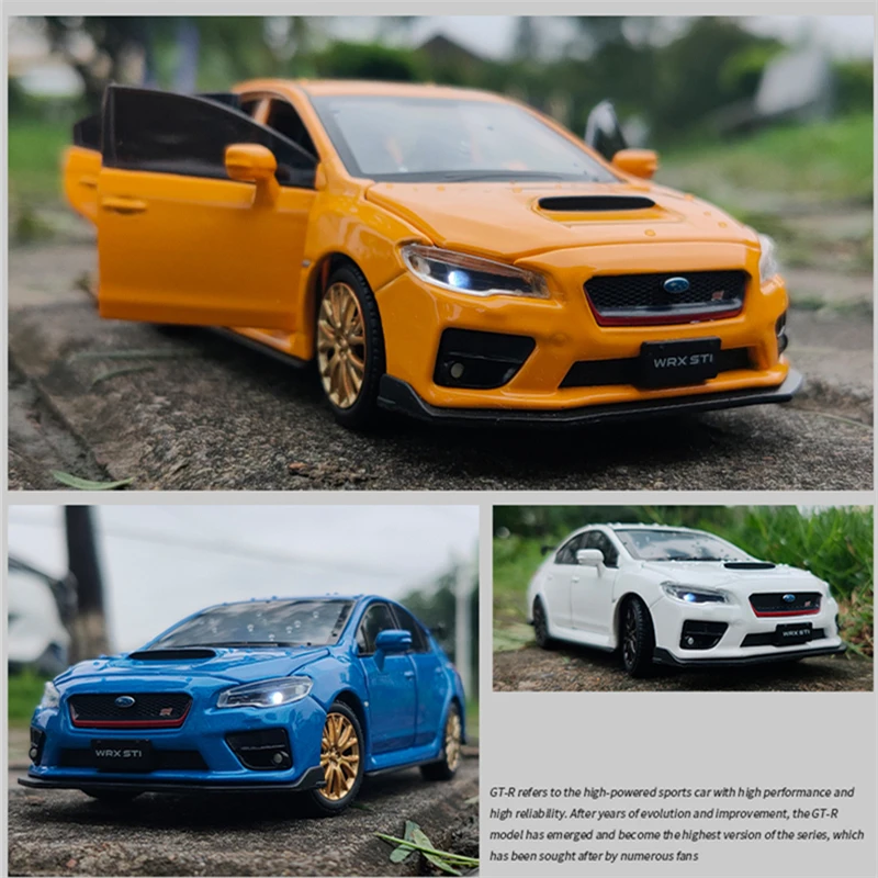 1/32 Subarus WRX STI Alloy Sports Car Model Diecast Metal Simulation Toy Vehicle Car Model Sound Light Collection Childrens Gift