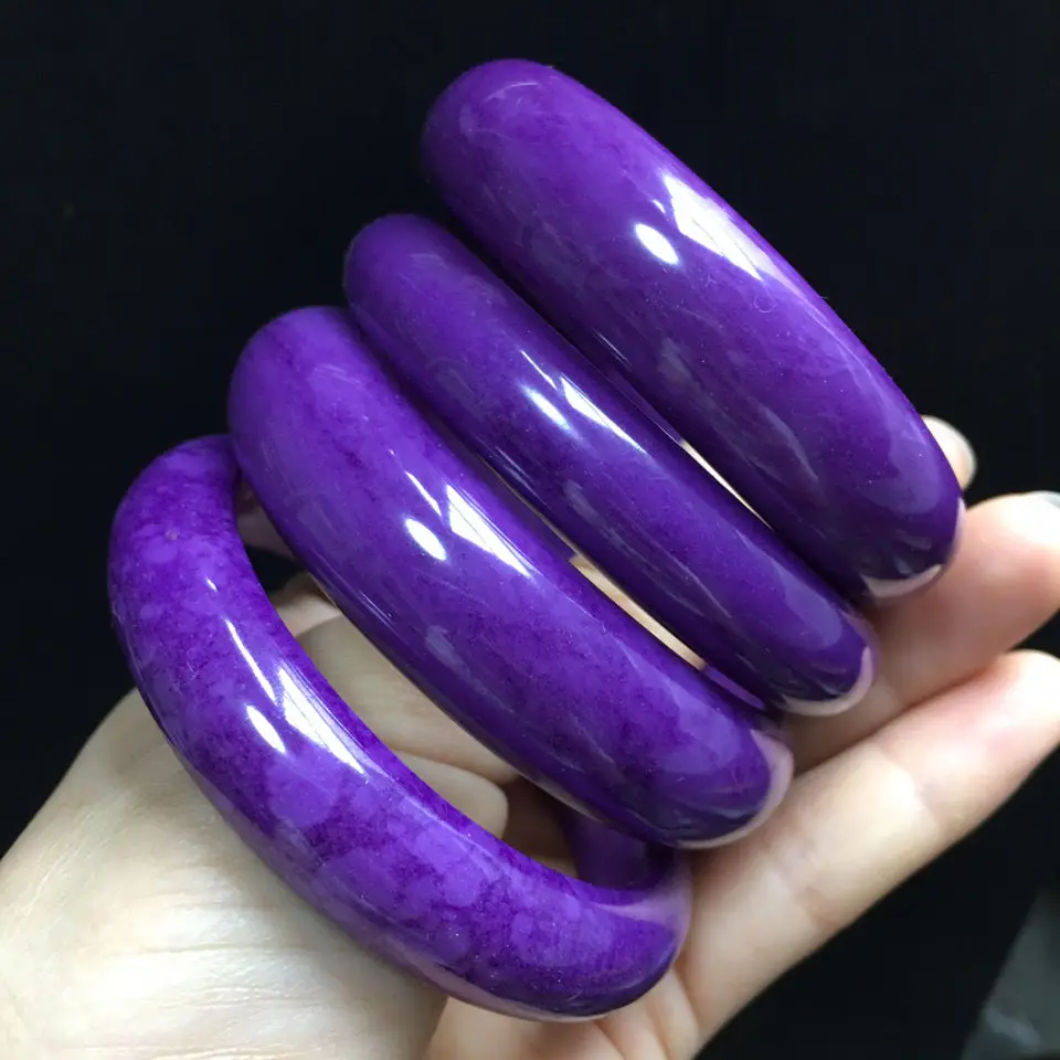 

Latest Noble Natural Purple Mica Jade Fossil Bracelet Chic Rare Jewelry Accessory Gift High Quality Bangles