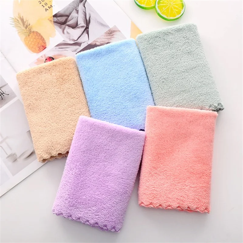 Coral Velvet Hand Towel Face Towel Thickened Soft Absorbent Kitchen Dishwashing Dishcloth for Bathroom Quick Dry 5Pcs Set