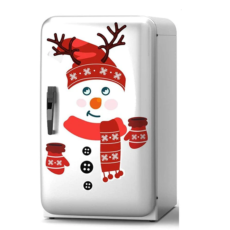 Christmas Wall Sticker Xmas Snowman Refrigerator Stickers Merry Christmas Feliz Navidad Decor For Home 2024 Happy New Year Decor