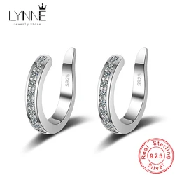 Fashion Fine C Shape Zircon No Hole Corrector Clip Earrings Women Men 925 Sterling Silver Jewelry Punk Rock Rhinestone EarCuff