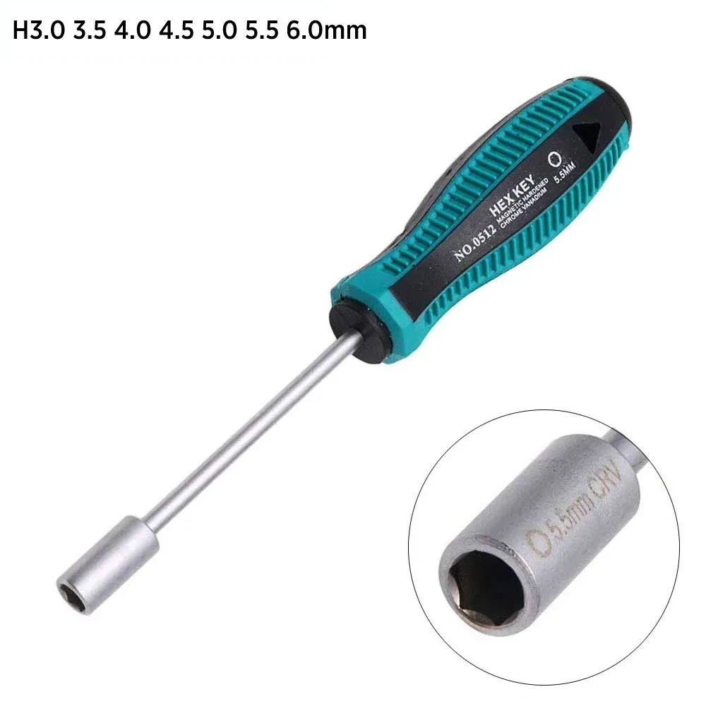 3.5 4 5 5.5 6mm Socket Screwdriver Steel Socket Wrench Hex Key Spanner Nut Driver Hex Wrench Hexagonal Screw Driver Repair Tool