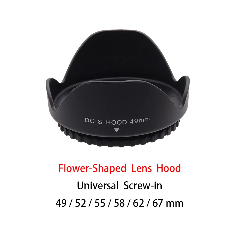 Flower-Shaped Lens Hood Screw-in Plastic Universal 49/52/55/58/62/67mm photography accessory