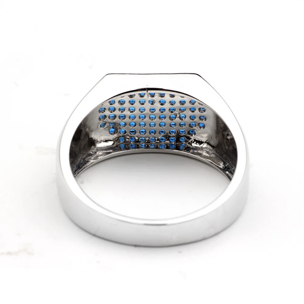 925 Sterling Silver Men Ring Band Micro-paved Cubic Zirconia CZ Party Wear Father\'s Day Gift Jewelry R0083