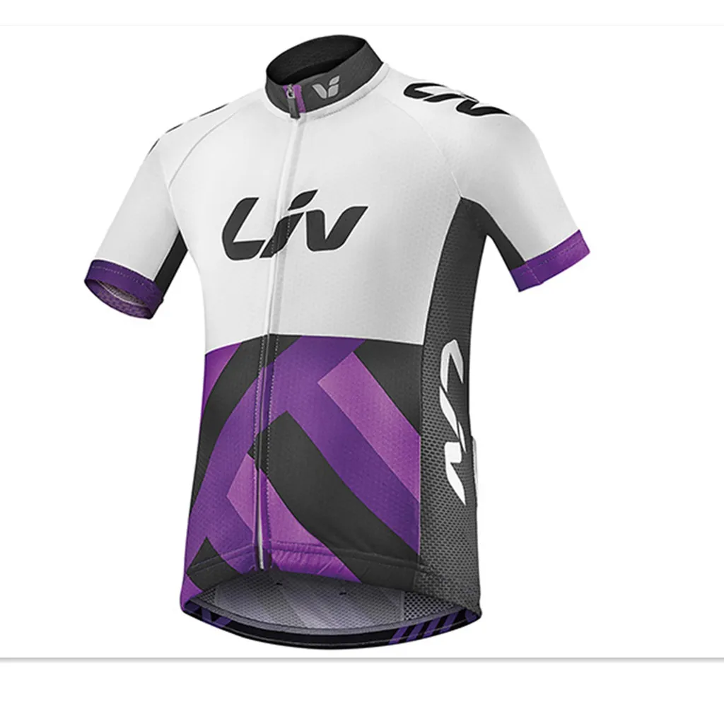 

LIV Women Purple Short Sleeve Jersey Gel Pad Shorts Cropped-trousers Roupa Ciclismo Maillot Mujer Hot Sale Cycliste Wear Tops