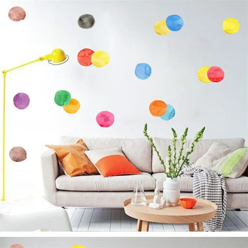 6sheet=29pcs Color Dot Wall Stickers Children's Room Cartoon Wall Stickers Wardrobe Refrigerator Stickers Home Decoration