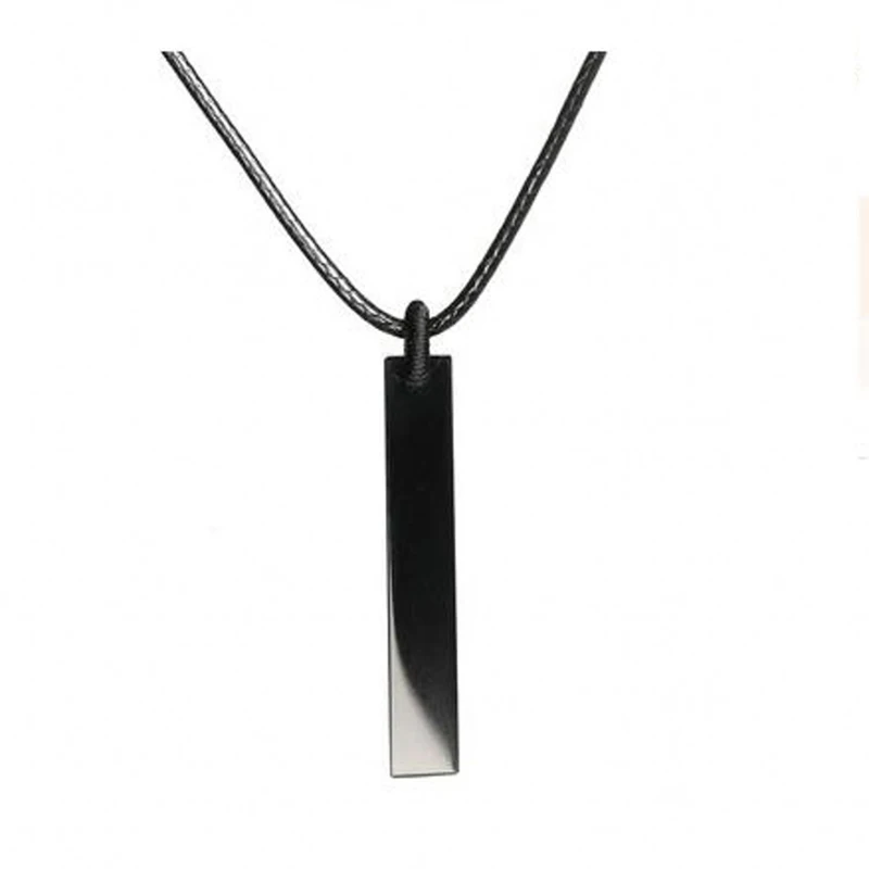 Wholesale Black Cuboid Obsidian Stone Pendant Necklace For Women Men Rope Chain Student Gift European Original Fashion Jewelry