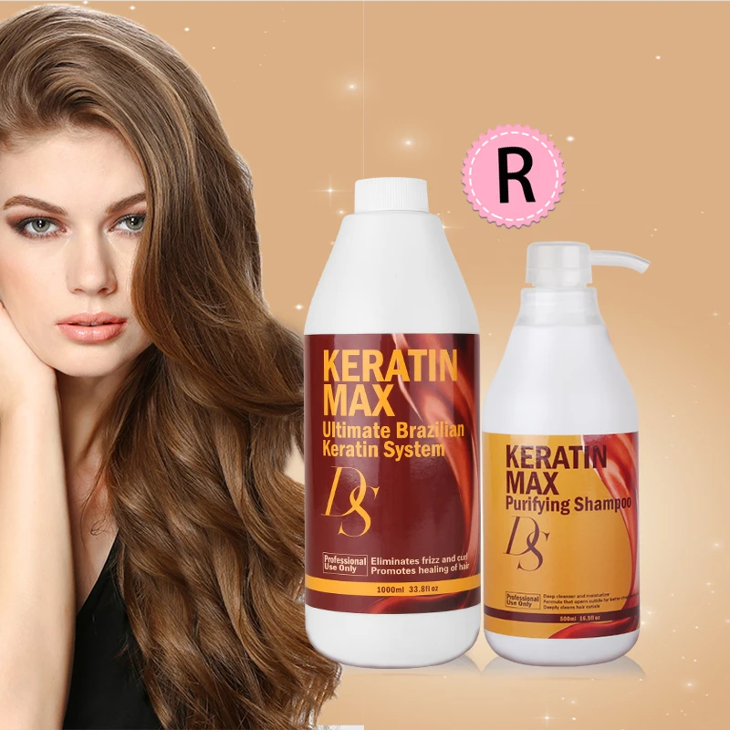 

Hot Sale DS Max 1000ml Brazilian Keratin 12% Formalin Hair Treatment+500ml Purifying Shampoo Straighten and Smoothing Hair