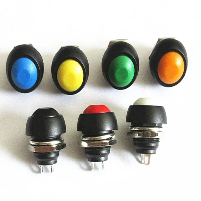 1PCS PBS-33B Small waterproof push button switch 12mm round non-locking self-reset switch push button jog switch