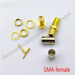 100PCS brass SMA female/ RP-SMA female Crimp for RG8X RG-8X LMR240 Coaxial Coax Cable adapter