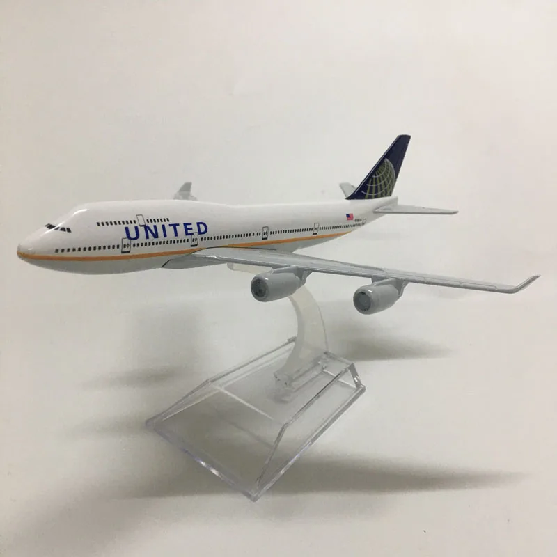 JASON TUTU 16cm United Boeing B747 400 Plane Model Airplane Model Aircraft Model Diecast Metal Airplanes 1:400 Plane Toy