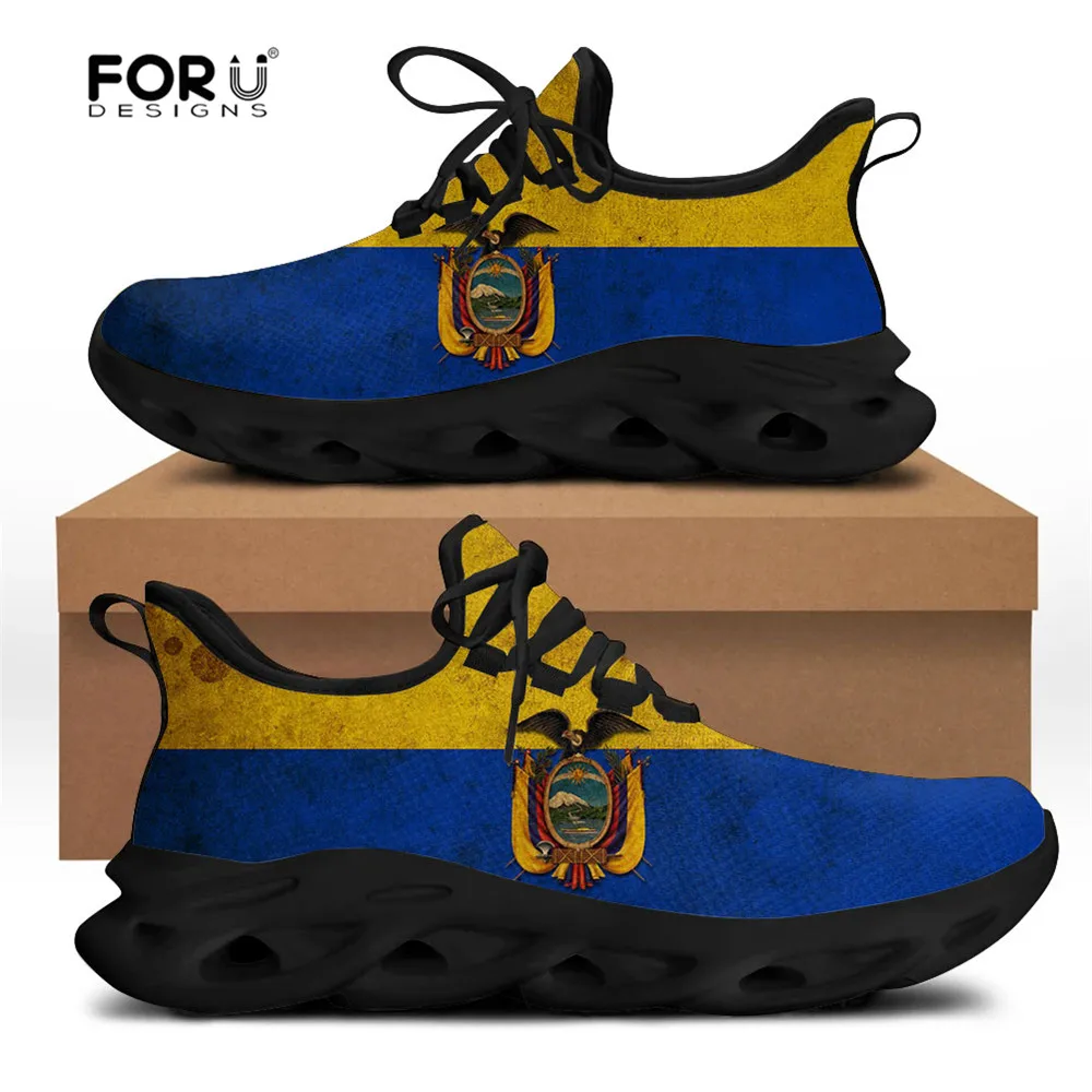 

FORUDESIGNS Ecuadorean Flag Pattern Flats Men Shoes Casual Summer Lace-up Comfortable Breathable Men's Sneakers Zapatos Hombre