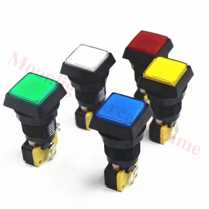 

10PCS Arcade Push Button 32*32mm bevel edge square illuminated buttons 12V LED Buttons with Microswitch for game accessories