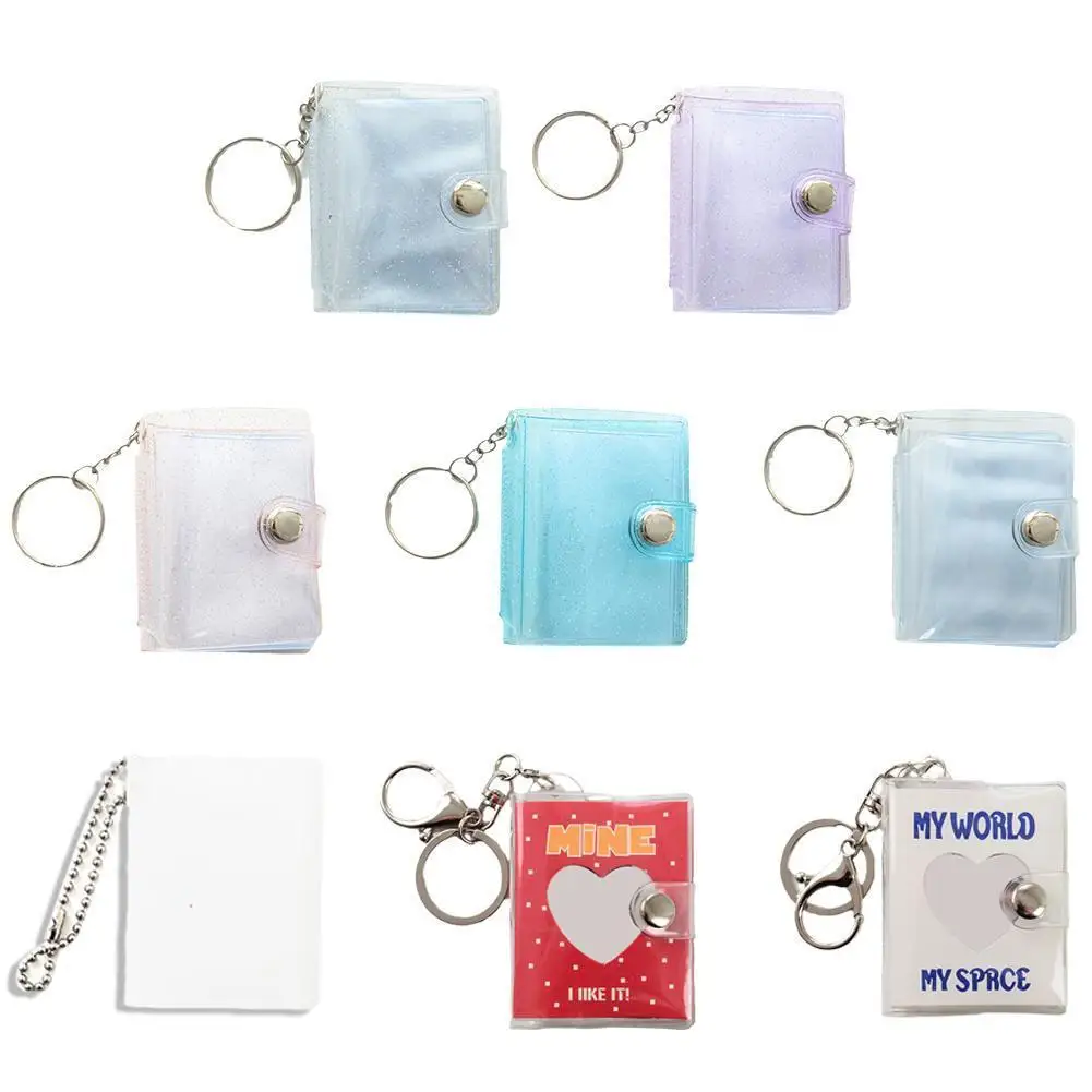 1pc keychain photo album for Mini Photo Sticker Jelly Color Card Holder 2 Inch Photos Holder Portable Key Chain