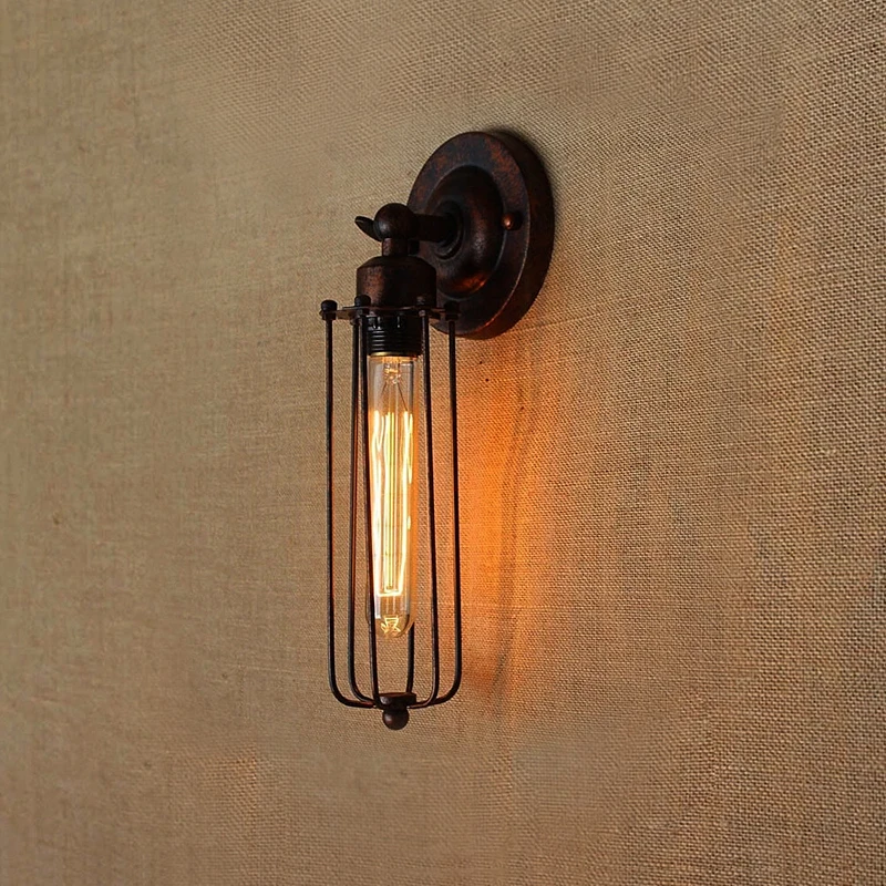 

American Vintage Industrial Wall Light Loft Adjustment Rust lamp sconce for Kitchen bar Living room dining decor lighting