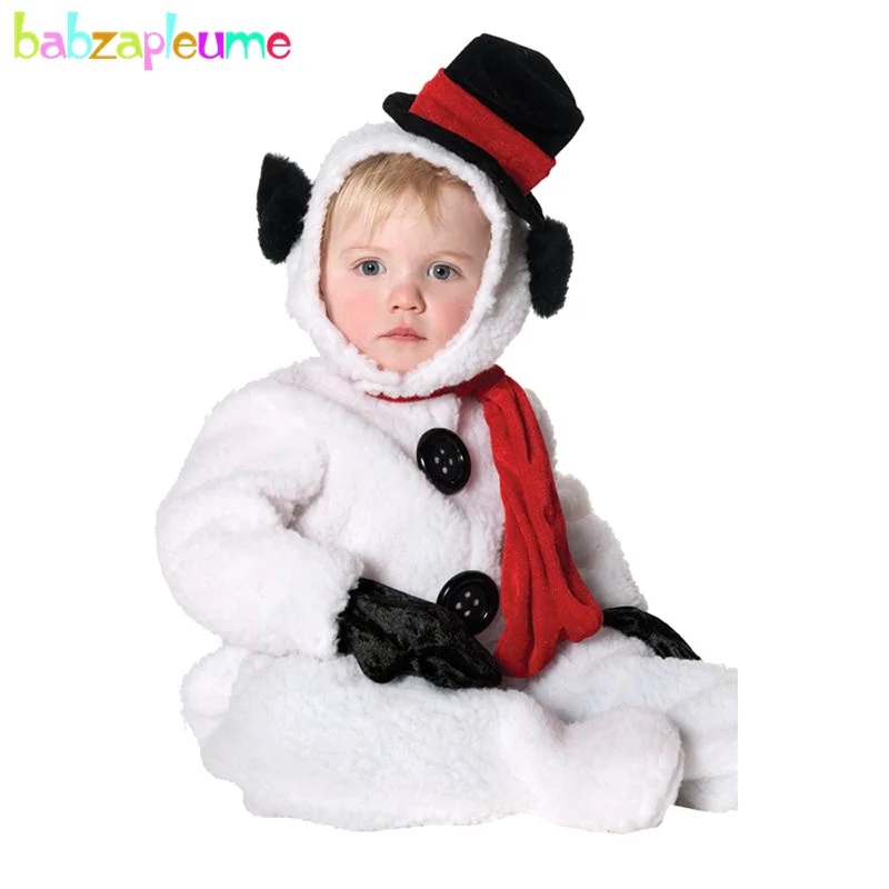 

babzapleume Winter Newborn Baby Christmas Outfit Infant Boy Girl Clothes Cute Warm Fleece Hooded Romper Jumpsuit+Scarf+Hats 081