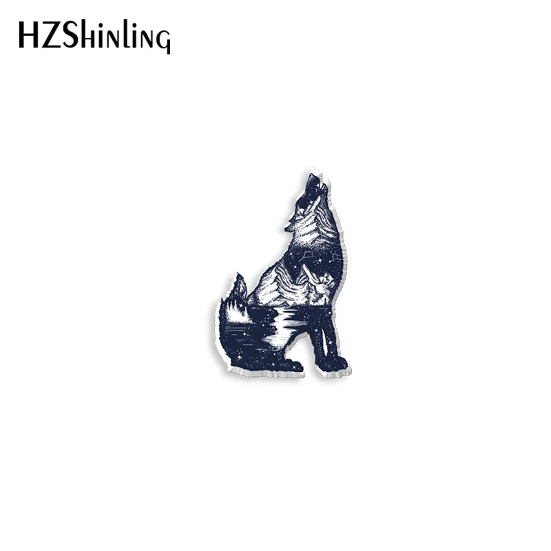 2021 New Howling Wolf Acrylic Lapel Pin Funny Epoxy Butterfly Clasp Pin Handmade Butterfly Brooch