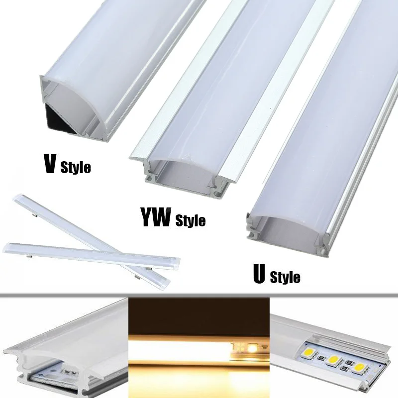 30/50cm LED Bar Lights U/V/YW-Style Shaped For LED Strip LightAluminum Channel Holder Milk Cover End Up Lighting Accessories