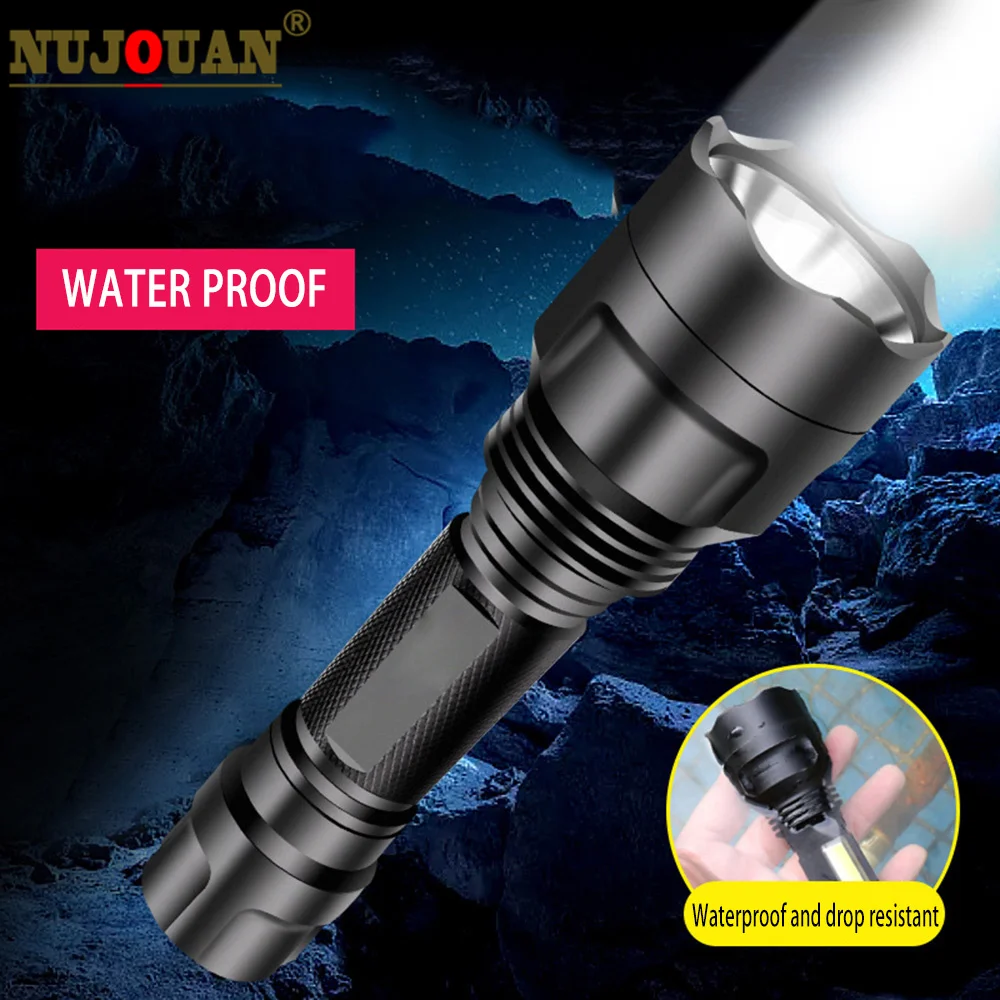 Ultra Bright Flashlight LED Lamp Beads Waterproof Torch Zoomable 5 Lighting Modes Multi-function USB Charging Outdoor Power Bank