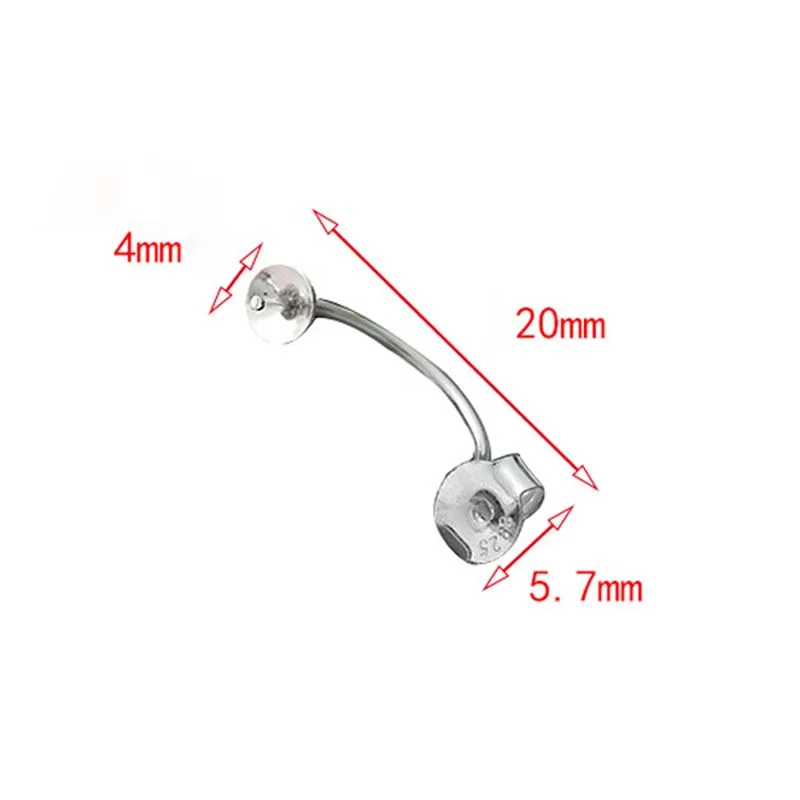 Real Solid 925 Sterling Silver Earring Stud Needle Post Flat Base Pins Double Side Posts Settings DIY Jewelry Making Findings
