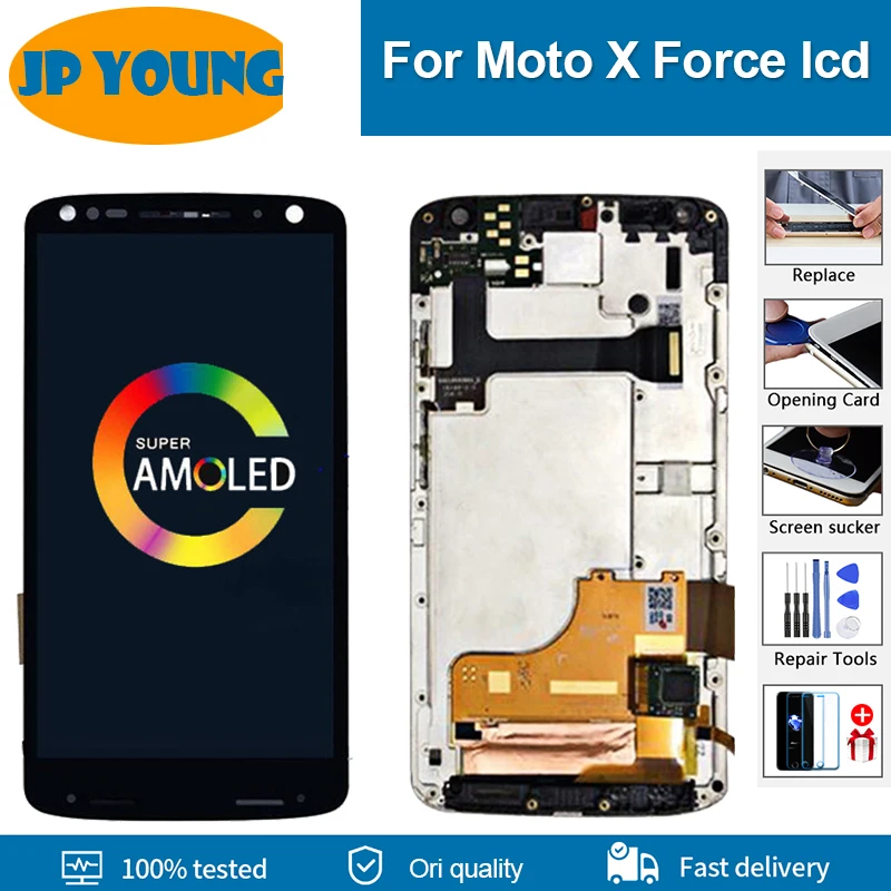 Original LCD For Motorola Moto X Force Display XT1580 LCD Screen for moto XForce With Touch Screen Digitizer Assembly with Frame