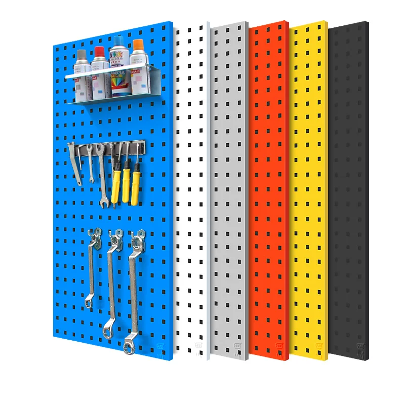 Plaque en acier Pegboard avec trou, quincaillerie lourde, support d'outils, suspension de rangement de Garage, Pegboard avec crochets, bacs à outils