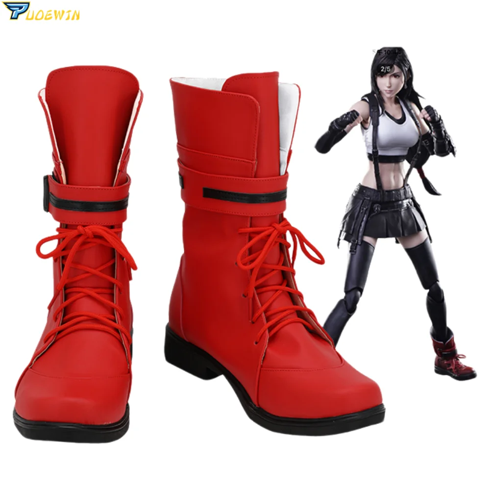 

Final Fantasy VII FF7 Remake Tifa Cosplay Shoes Custom Made Red Boots