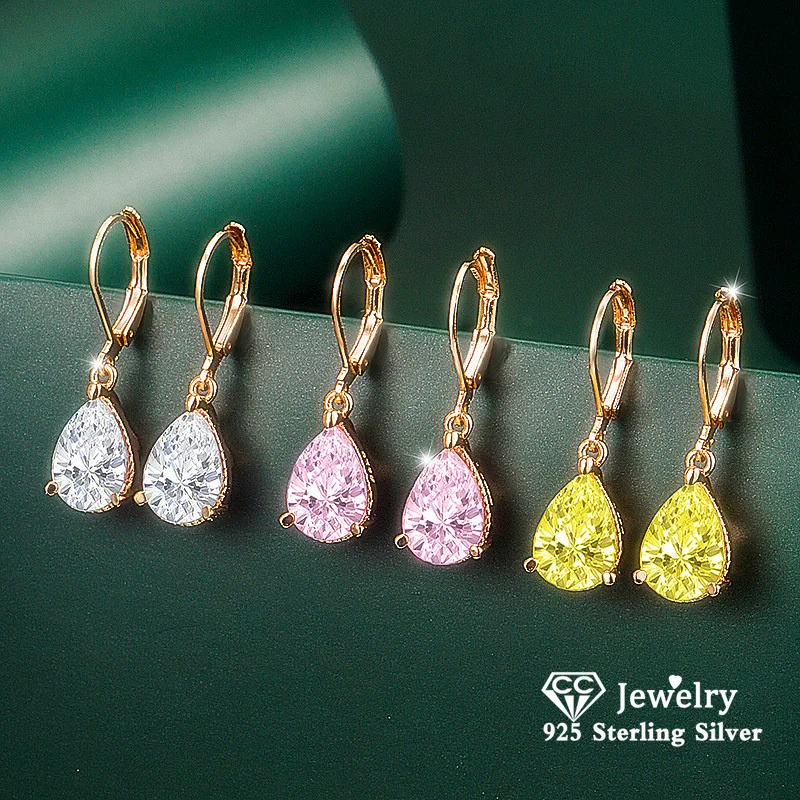 CC Water Drop Dangle Earrings for Women Cubic Zirconia Wedding Fine Jewelry Party Accessories CCE624