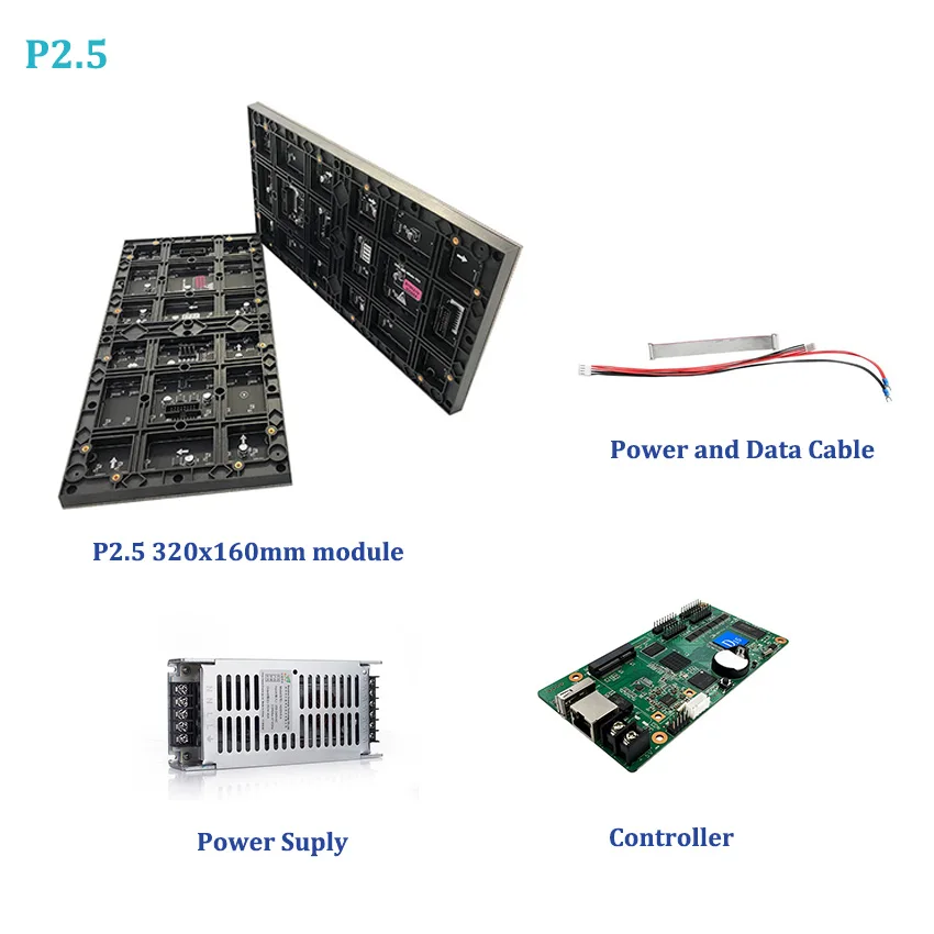 

4 шт. внутренний p2.5мм светодиодный модуль 320x160 мм, 1 шт. 5v40A источник питания, 1 шт. HD-D15 WIFI карта управления, полноцветный светодиодный экран