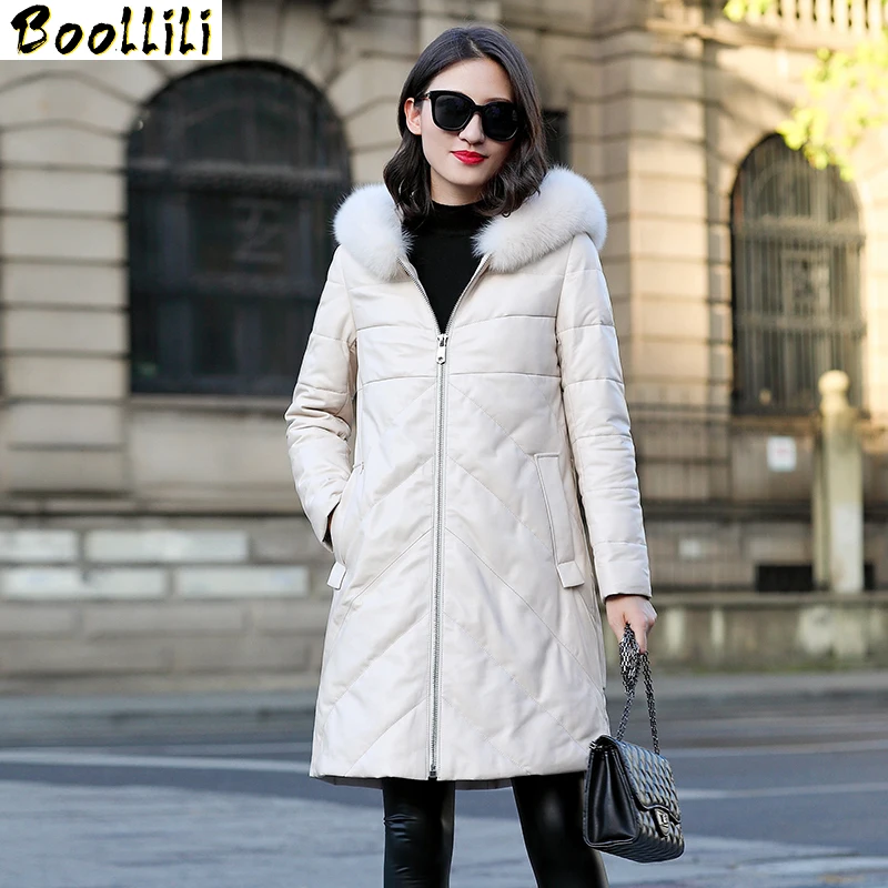 Leather Boollili Genuine Jacket Sheepskin Coat Women Clothes 2023 New Fox Fur Collar Duck Down Coat Winter Coat Women